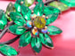 Antique Emerald Peridot Green Christmas Holly Leaf Flower Tree Brooch Pin