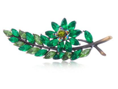 Antique Emerald Peridot Green Christmas Holly Leaf Flower Tree Brooch Pin