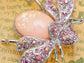 Shine Pink Gem Abdomen Fly Bee Bug Brooch Pin Pendent