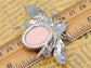 Shine Pink Gem Abdomen Fly Bee Bug Brooch Pin Pendent