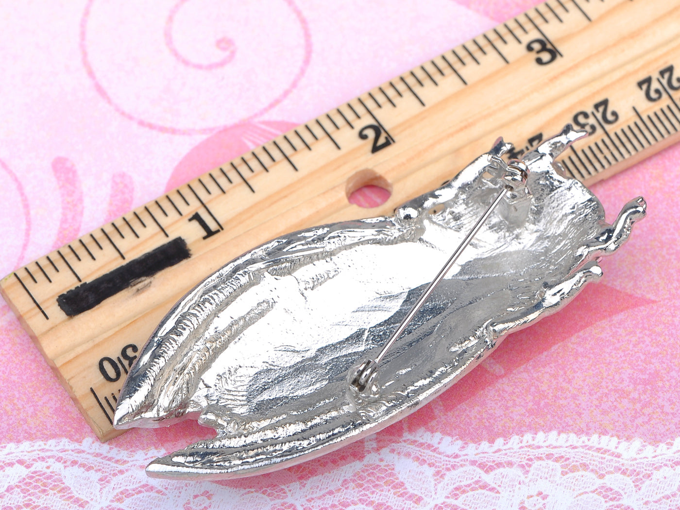 Light Pink Big Cicada Bug Insect Brooch Pin
