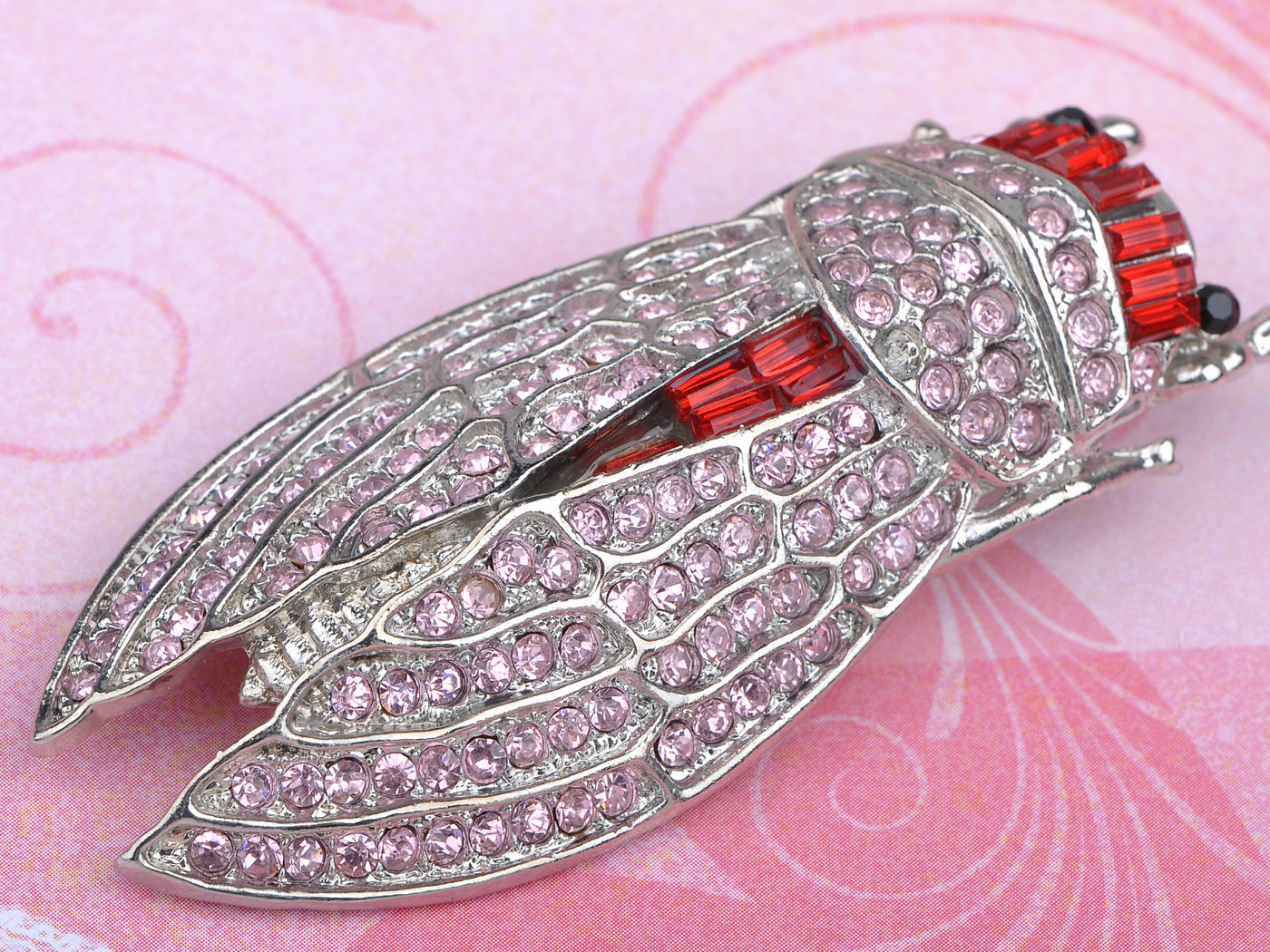 Light Pink Big Cicada Bug Insect Brooch Pin