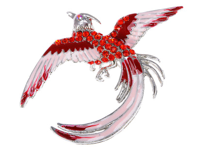 Red Enamel Flame Phoenix Fire Bird Resurrection Survivor Brooch Pin