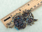 Blue Enamel Brooch Pin Owl Breastpin Diamond Broochpin Wedding & Banquet & Bouquet