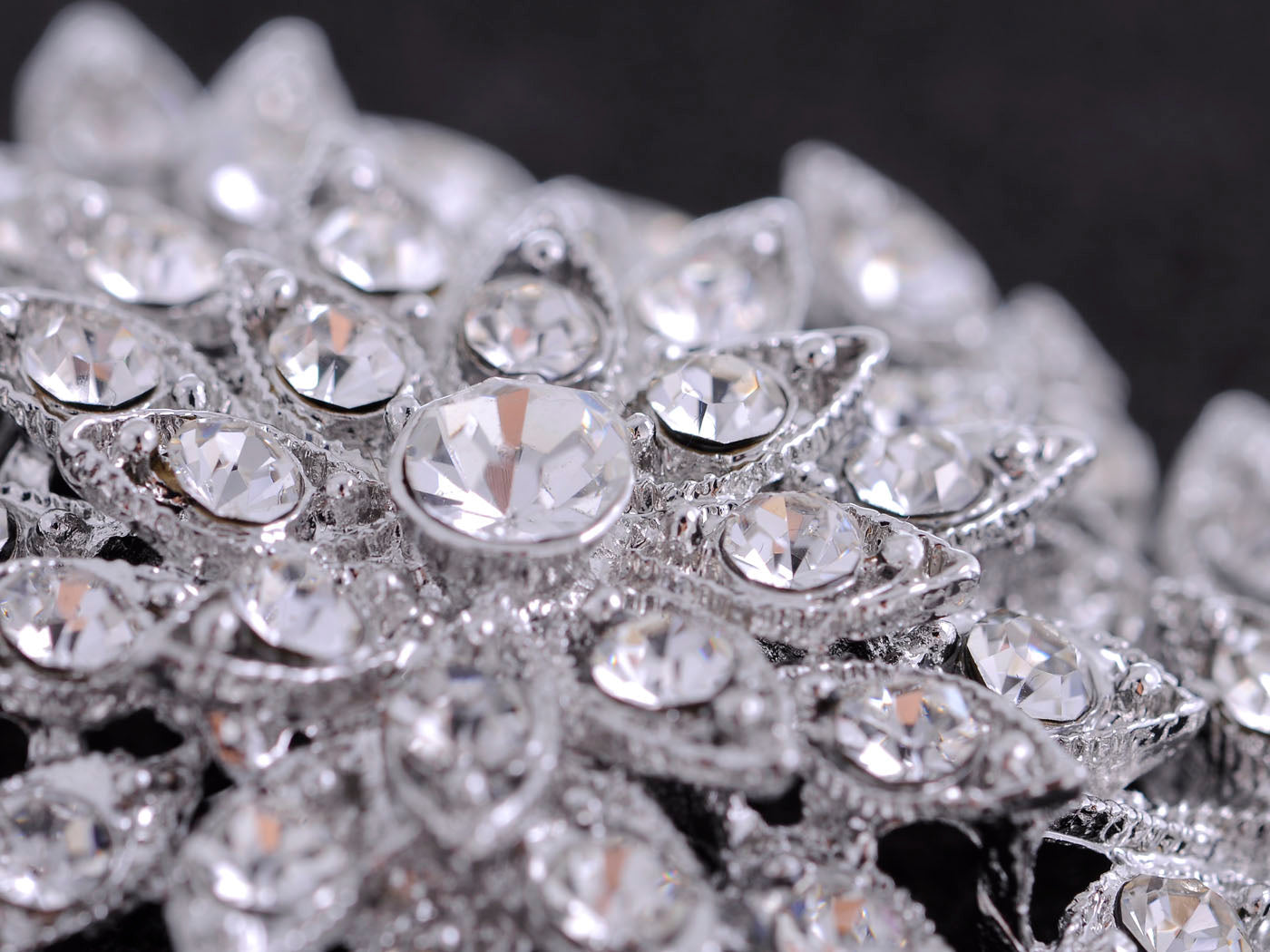 Formal Luminous Encrusted Floral And Olive Leaf D Brooch