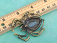 Antique Big Teardrop Sapphire Blue Spider Insect Brooch Pin