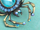 Antique Big Teardrop Sapphire Blue Spider Insect Brooch Pin