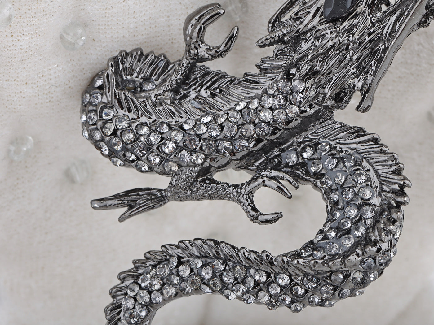 Gun Topaz Colored Antique Dragon Brooch Pin