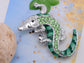 Green Crawling Alligator Crocodile Reptile Body Brooch Pin