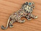 Geunine Topaz Roaring King Lion Animal Pin Brooch