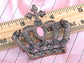 Antique Brass Shine Pink Princess Queen Crown Brooch Pin