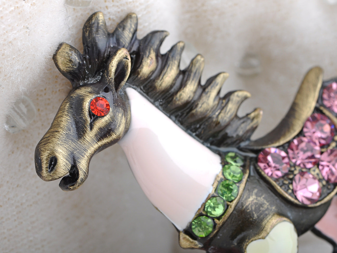 Vintage Reproduction Multicolored Enamel Paint Horse Pin Brooch