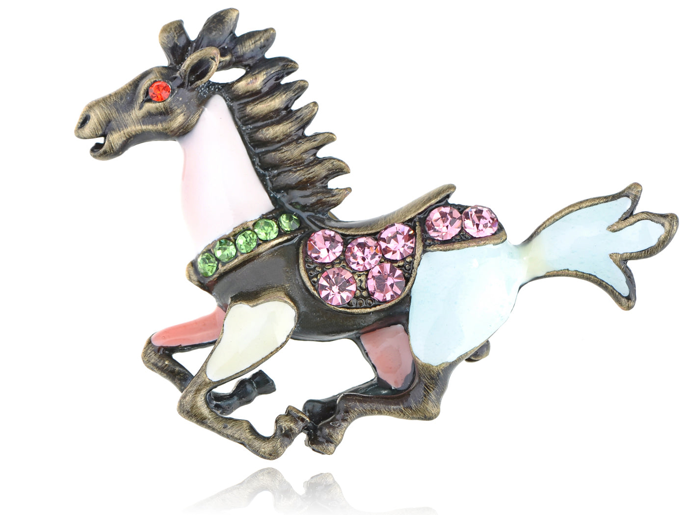 Vintage Reproduction Multicolored Enamel Paint Horse Pin Brooch