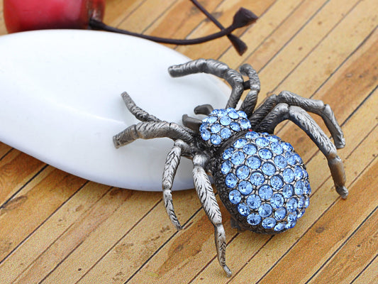 Light Sapphire Blue Color Czech Spider Insect Pin Brooch