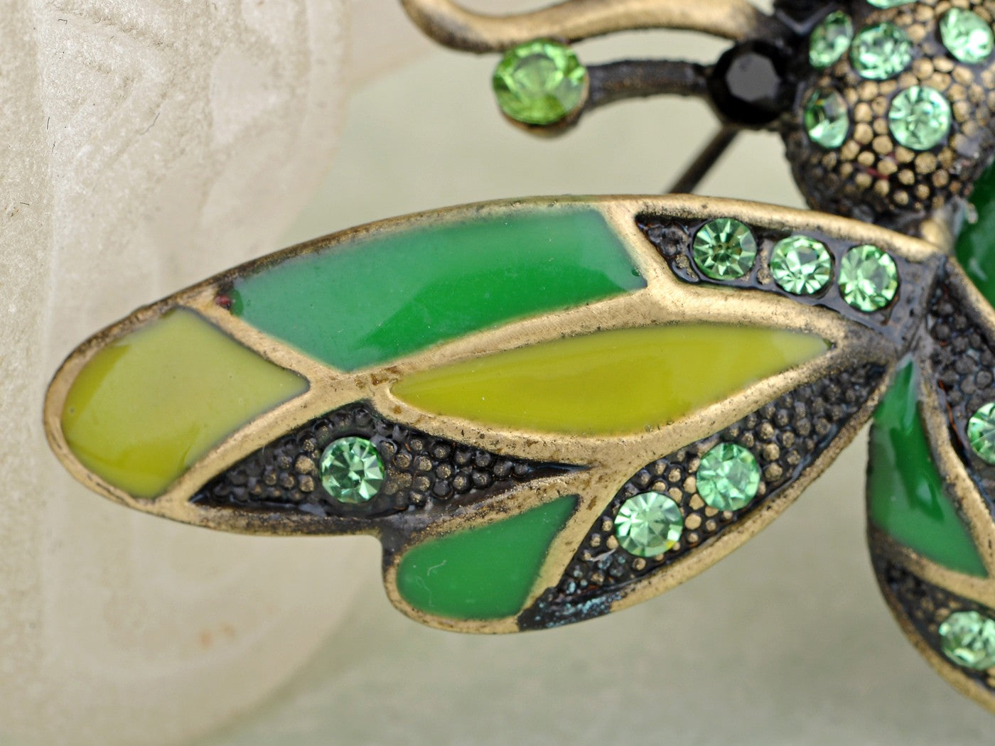 Peridot Green Ladybug Fly Insect Jewelry Brooch Pin