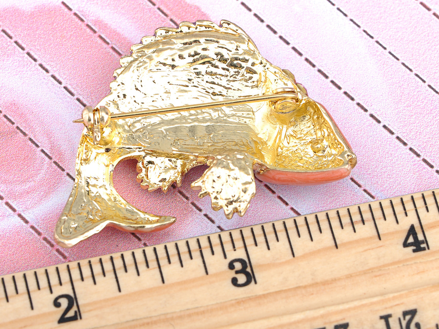 Asian Koi Gold Fish Carp Enamel Rose Pink Animal Pin Brooch