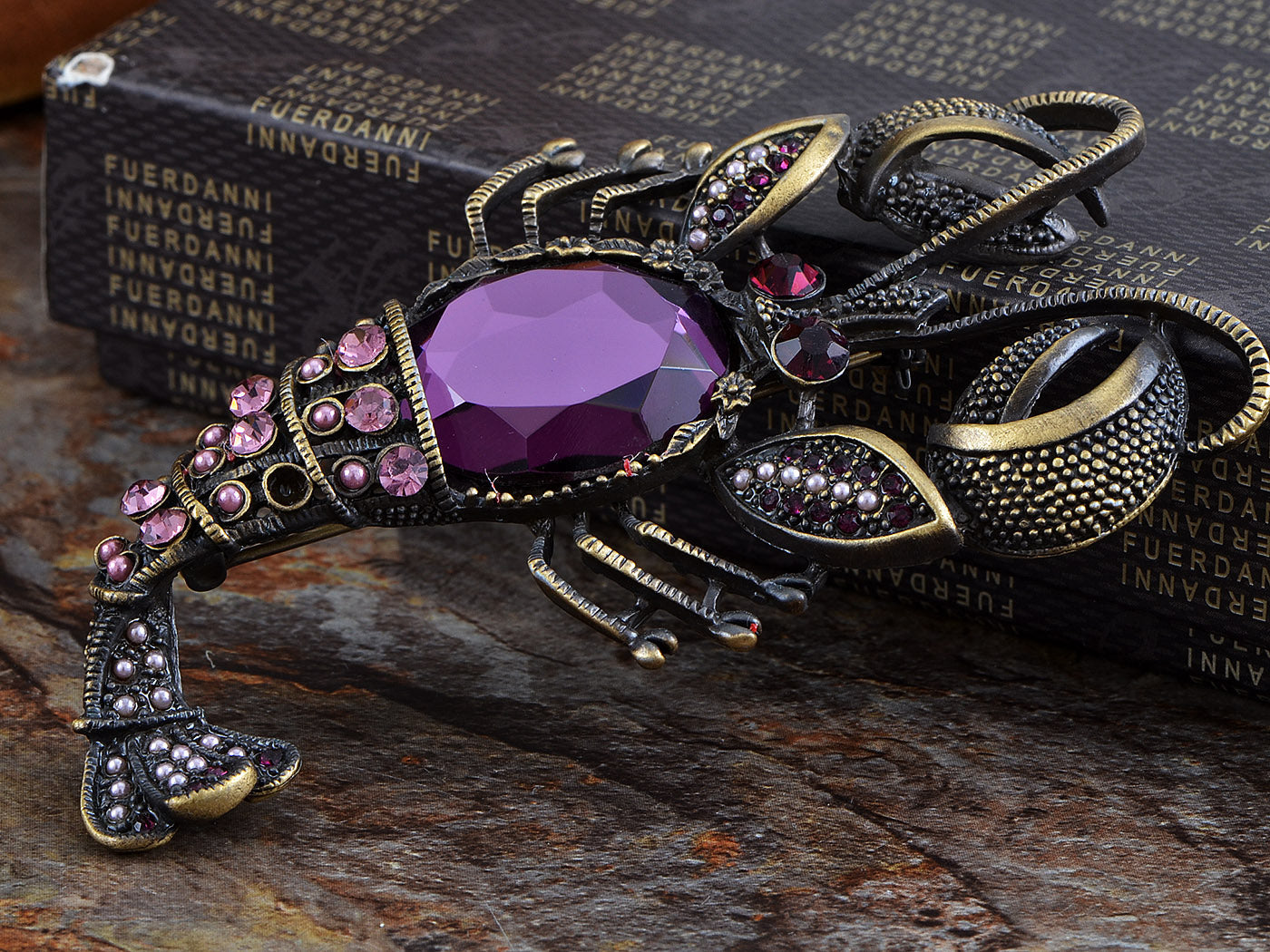 Amethyst Bead Body Sea King Lobster Pin Brooch