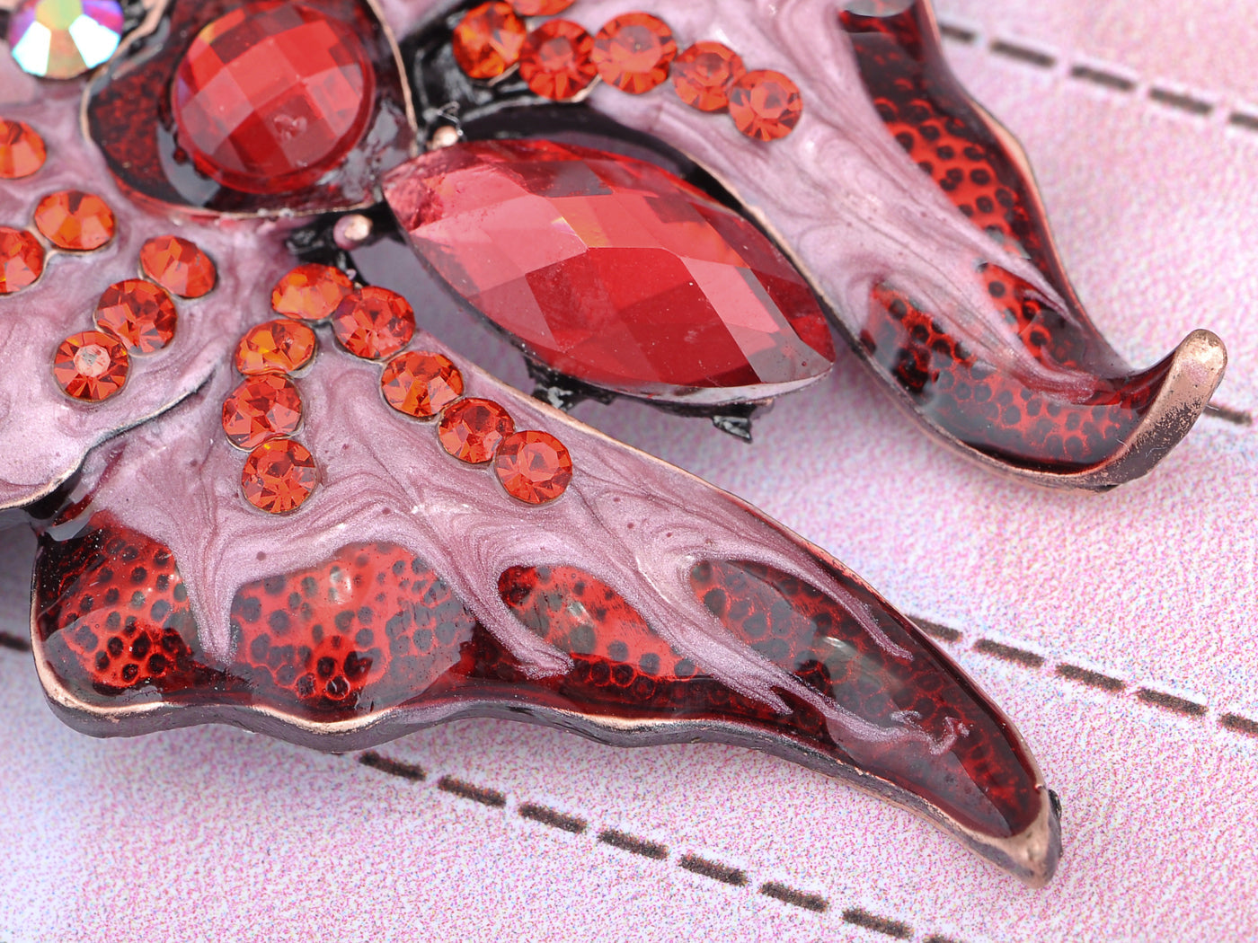 Dazzling Romantic Ruby Red Butterfly Enamel Paint Brooch Pin