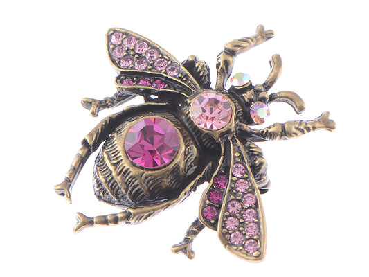 Gun Antique Blue Bumble Bee Fly Brooch Pin