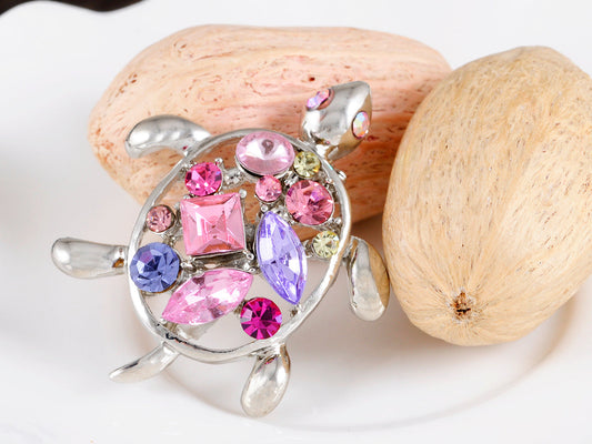 Petite Rose Amethyst Sea Turtle Pin Brooch