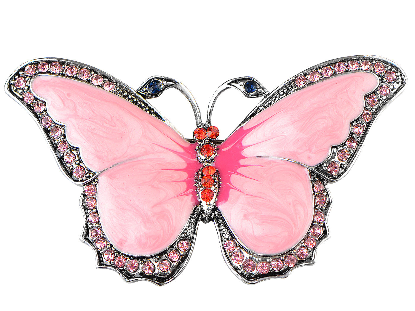 Antique Pink Pearlescent Bug Eyed Butterfly Brooch Pin