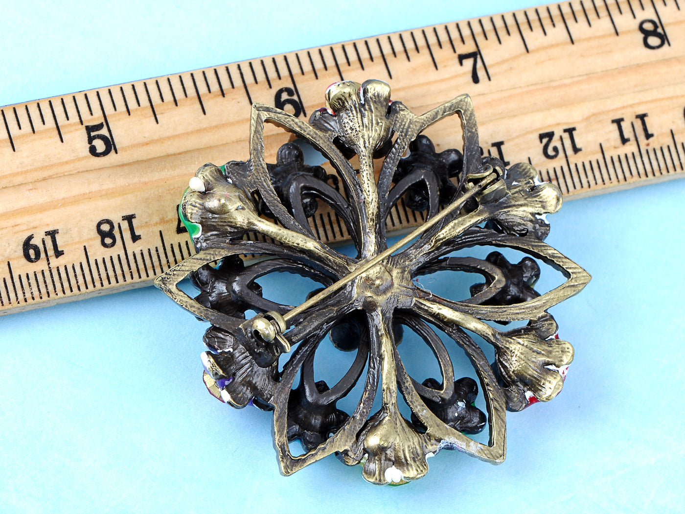 Rainbow Enamel Flower Floral Wreath Brooch Pin