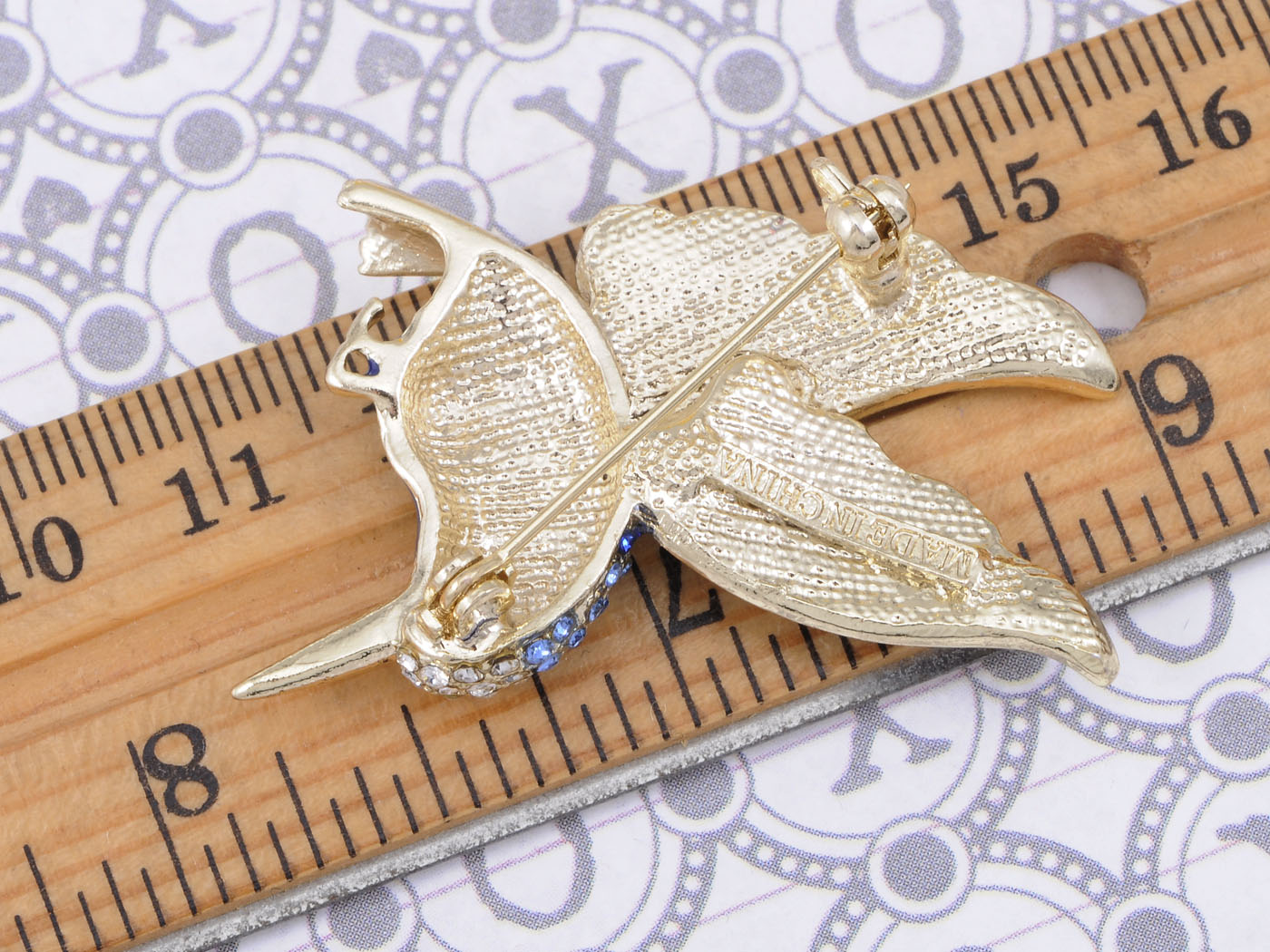 Accented Enamel Painted Winged Bird Pin Brooch