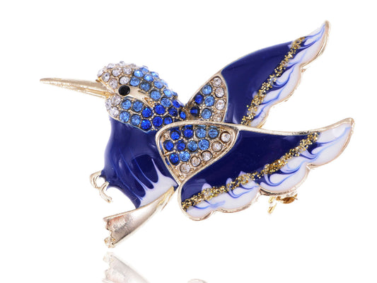 Accented Enamel Painted Winged Bird Pin Brooch