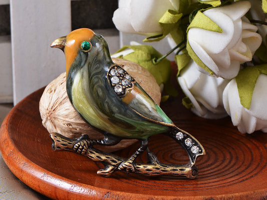 Antique Colored Multi Bird Sparrow Brooch Pin