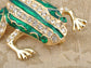 Czech Emerald Frog Jewelry Pin Brooch