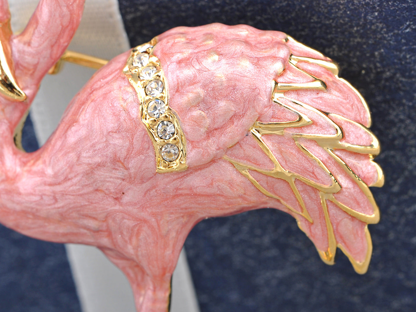 Pearlescent Pink Enamel Flamingo Crane Bird Brooch Pin