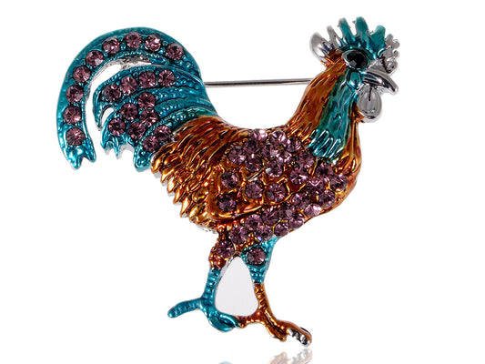 Colorful Rooster Cock Jewelry Pin Brooch