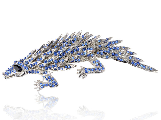 Dangerous Blue Crocodile Jewelry Pin Brooch