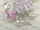 Rose Pink Czech Crab Claw Pinchers Jewelry Pin Brooch