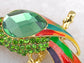 Green Enamel Tropical Parrot Bird Brooch Pin