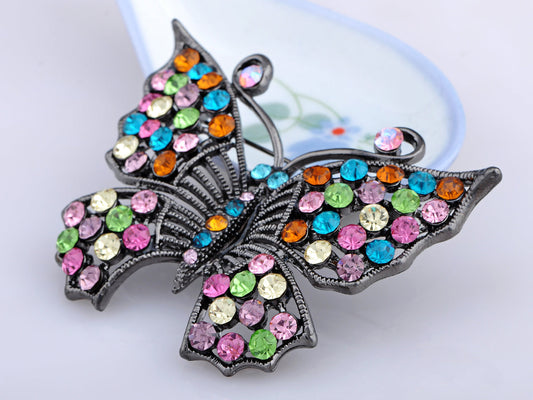 Vintage Rainbow Pastel Butterfly Insect Wedding Prom Easter Pin Brooch