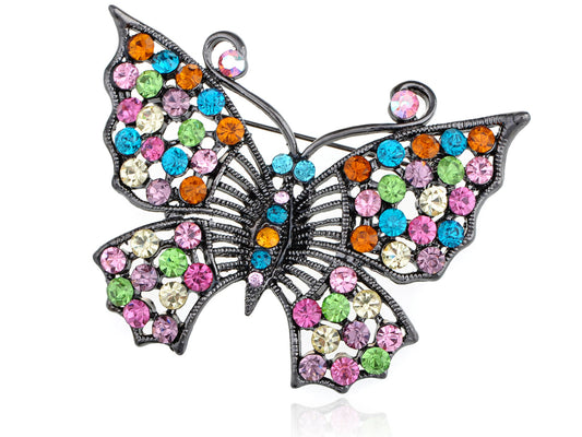 Vintage Rainbow Pastel Butterfly Insect Wedding Prom Easter Pin Brooch