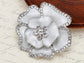 Royal White Enamel Flower Brooch Pin