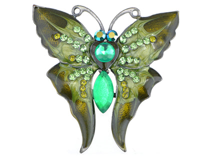 Antique Green Vintage Butterfly Brooch Pin