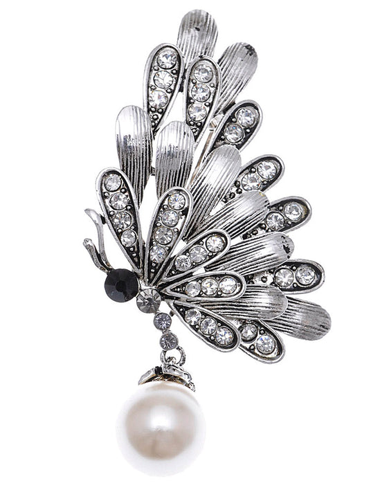 Royal Glittering Butterfly Wing Pearl Pin Brooch