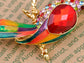 Green Enamel Tropical Parrot Bird Brooch Pin
