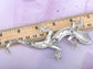 Antique Silver Grey Vintage Gothic Gecko Lizard Long Brooch Pin