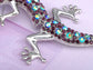 Antique Silver Grey Vintage Gothic Gecko Lizard Long Brooch Pin