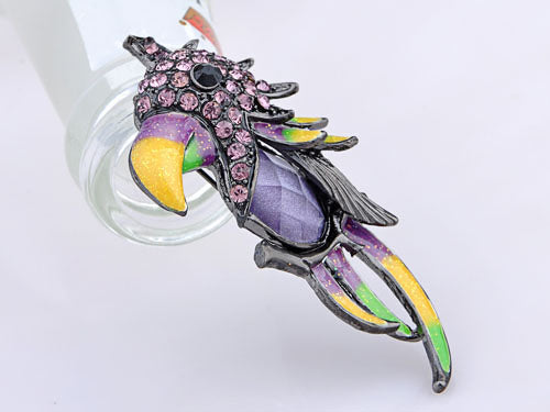 Purple Body Parrot Bird Head Profile Pin Brooch