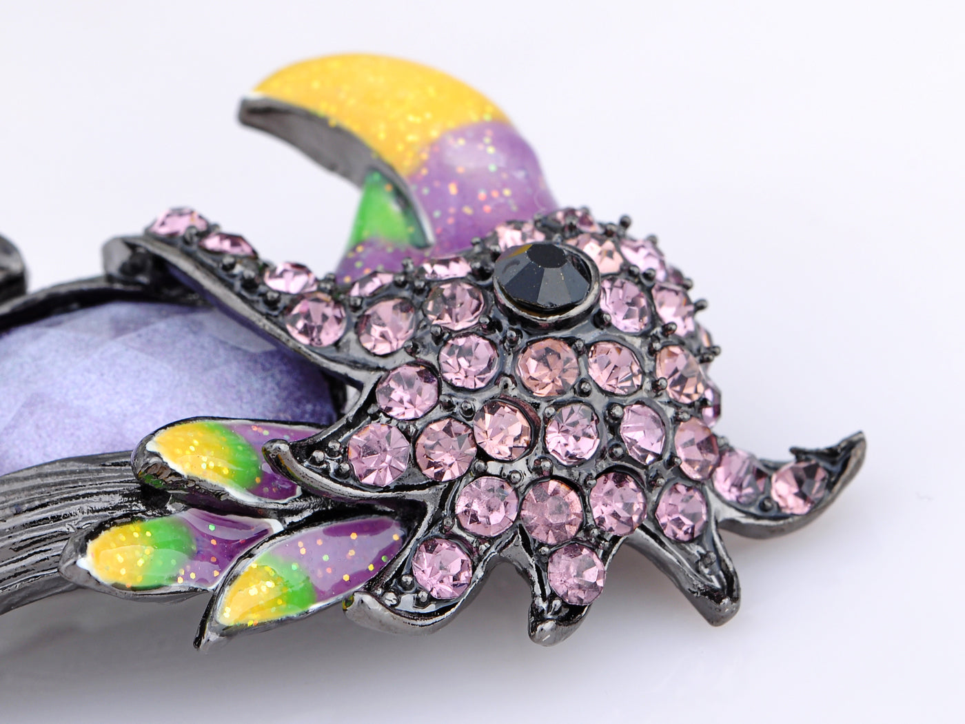 Purple Body Parrot Bird Head Profile Pin Brooch