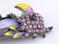 Purple Body Parrot Bird Head Profile Pin Brooch