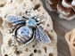 Gun Antique Blue Bumble Bee Fly Brooch Pin