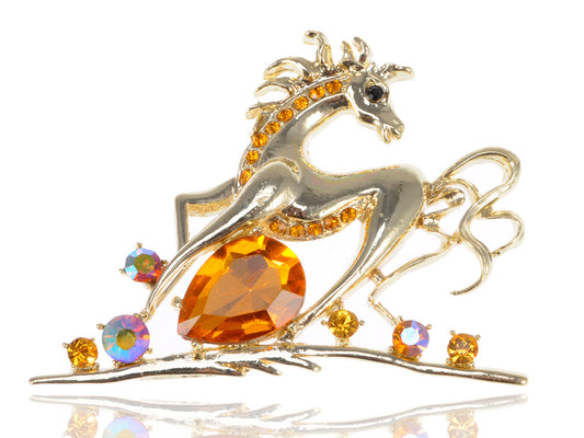 Topaz Running Horse Animal Pin Brooch