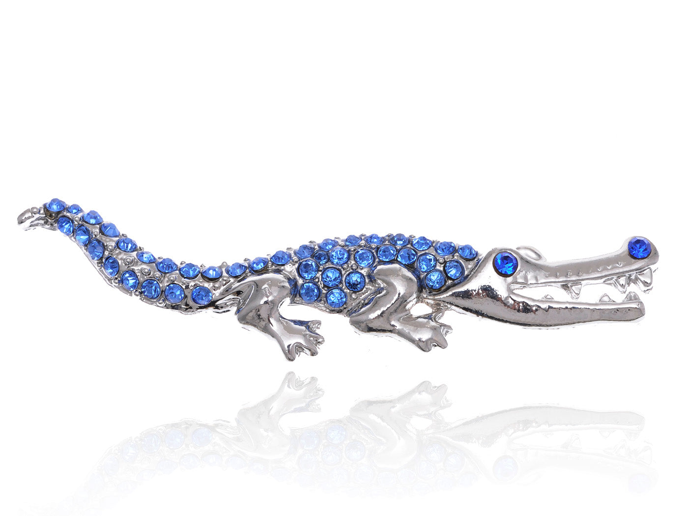 Sapphire Blue Crocodile Alligator Animal Pin Brooch