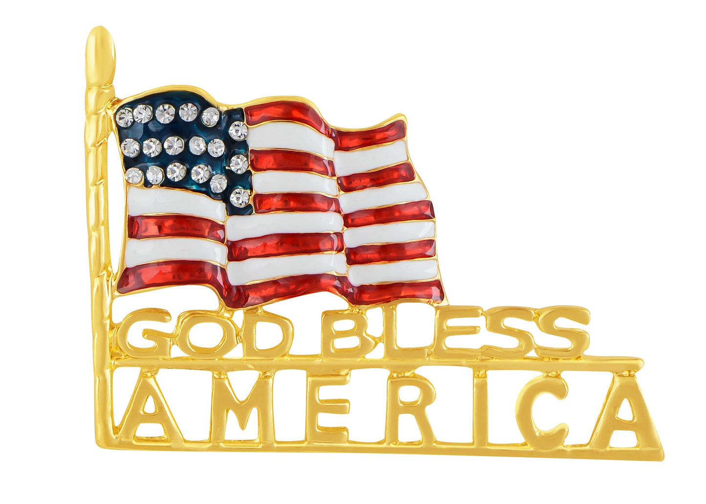 Stripes Enamel God Bless America Usa Flag Brooch Pin